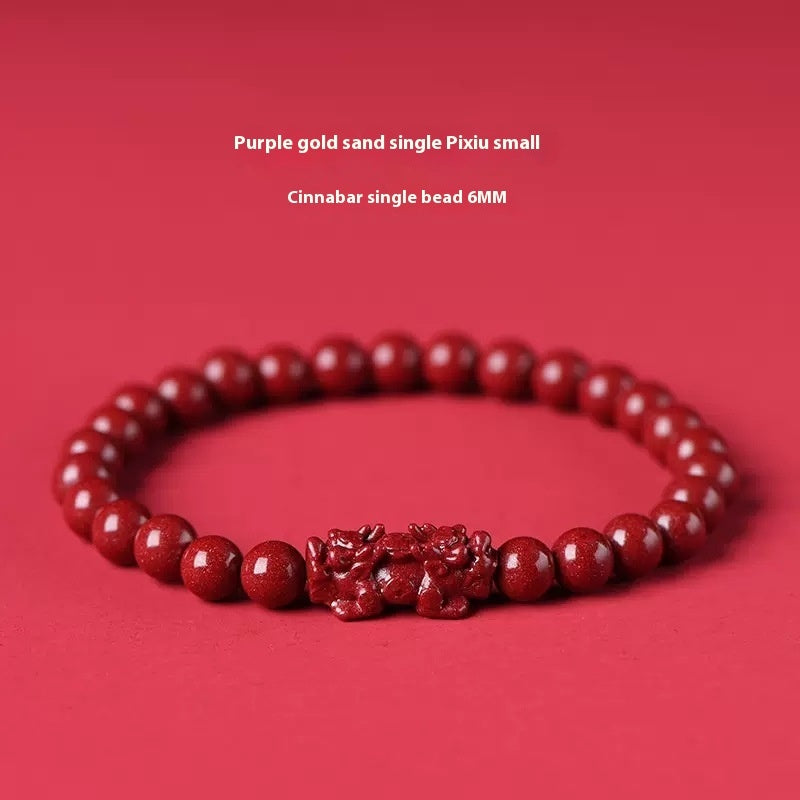 High-content Natural Raw Ore Cinnabar Ruyi Pi Xiu Bracelet