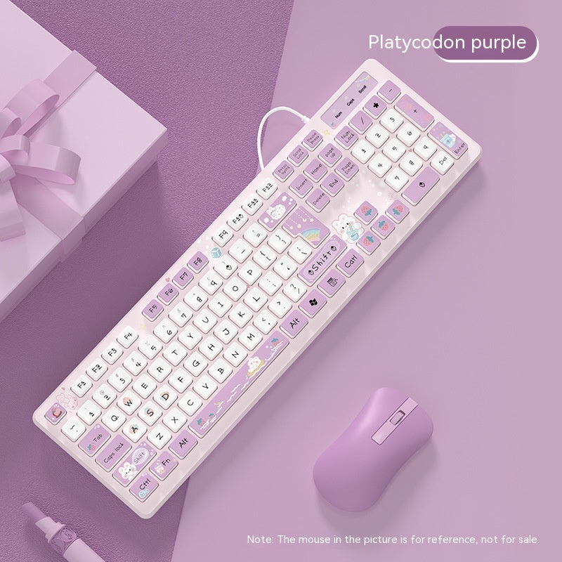 Milk Tea Rabbit Cute Chocolate Wired Keyboard