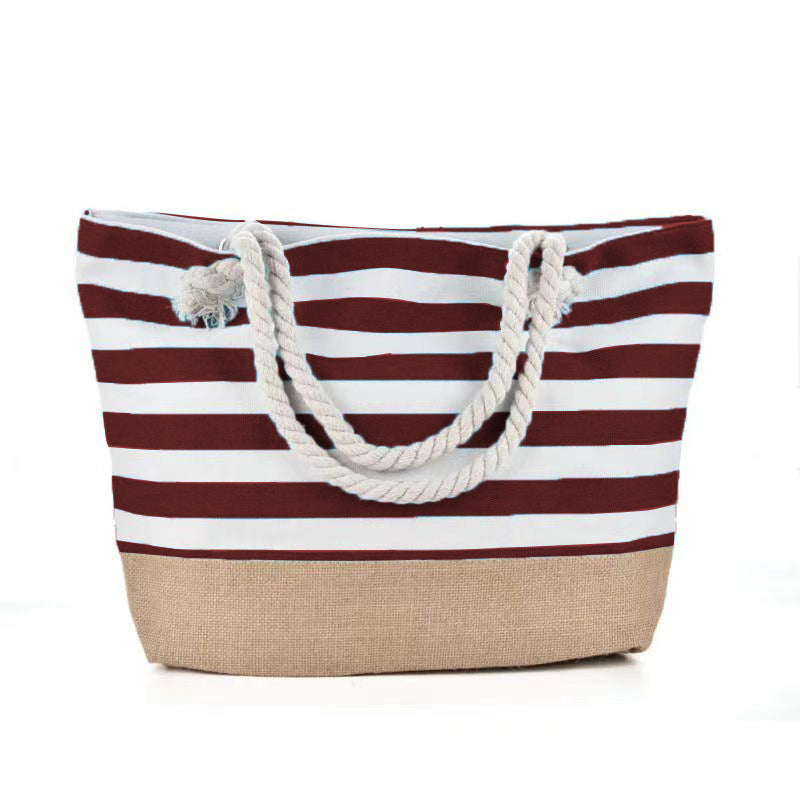 Striped beach bag, casual shoulder bag