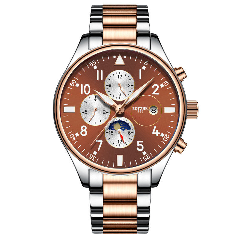 Automatic mechanical watch with steel strap