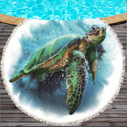 Marine Life Round Printed Beach Towel