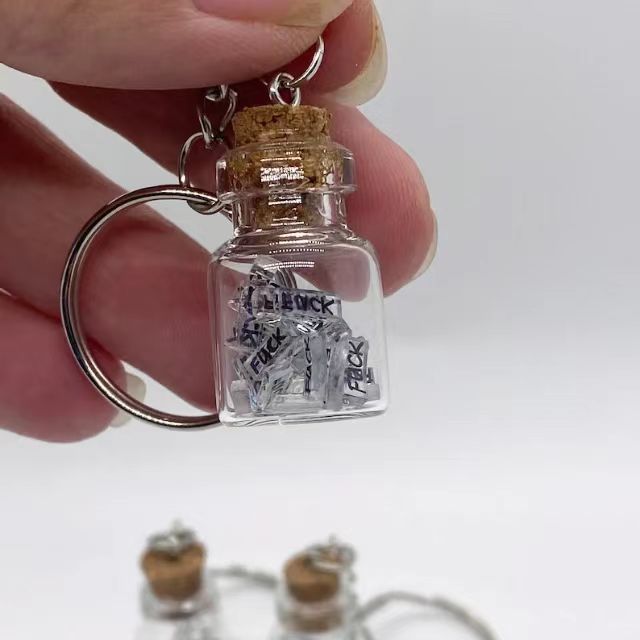 European Glass Bottle Keychain