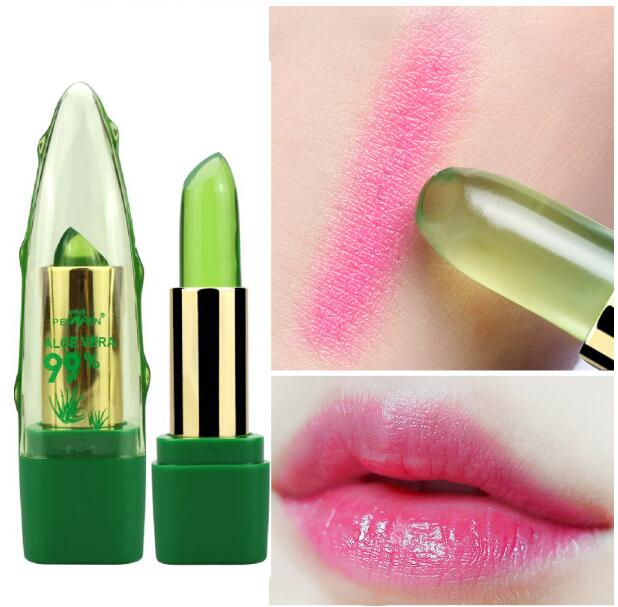 Aloe Vera Gel Farbwechsel Lippenstift Glanz Feuchtigkeitscreme Anti-Trocknung Entsalzung Feinkörniger Lippenbalsam