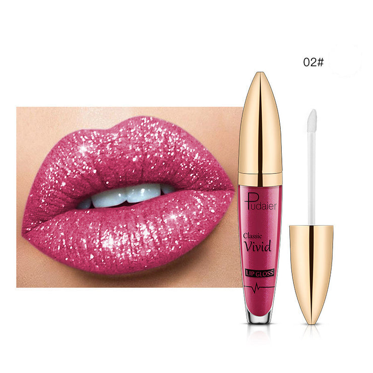 Pudaier Sip Glitter Flip Matt Schimmer Lipgloss Keine Flecken auf der Tasse Diamant Lippenstift