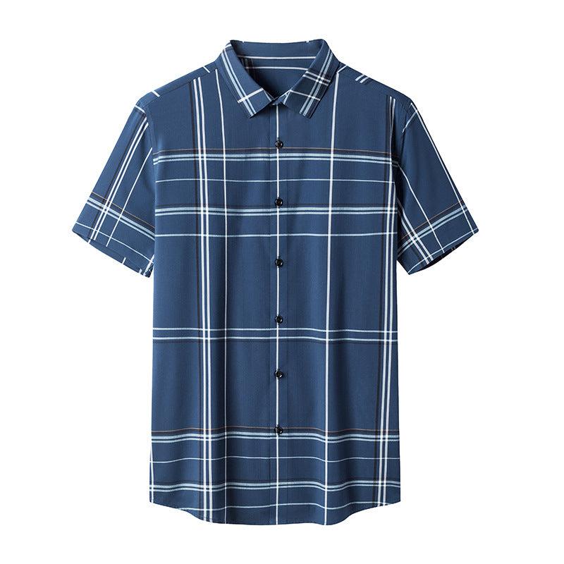 Short Sleeve Plaid Shirt Trendy Thin Young And Middle-aged Half Sleeve Lining