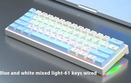 61 Key Small Bluish Black Black Tea Shaft Wired Hot Plug Computer Mechanical Keyboard