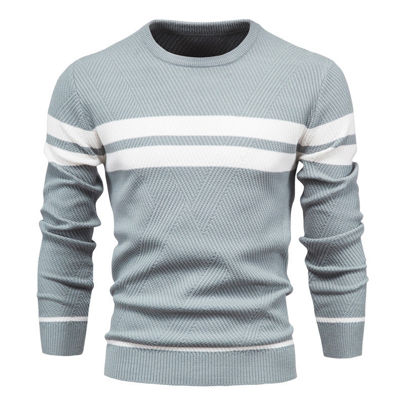 Fashionable casual striped men's sweater