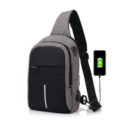 Freizeitreise wasserdichte Herren-Brusttasche mit USB-Ladefunktion und schräger Brust