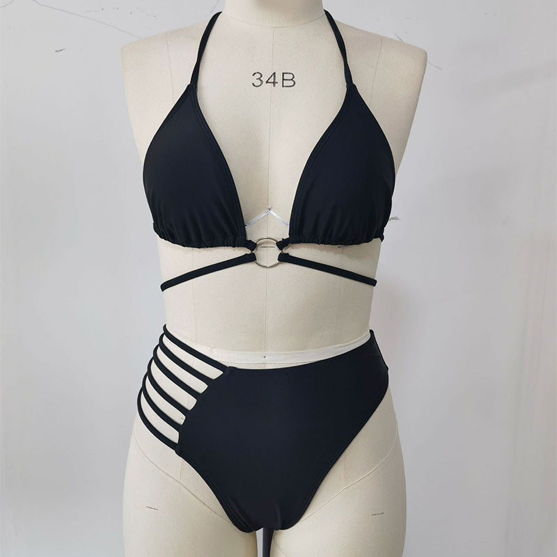 Zweiteiler Bikini-Badeanzug mit Leopardenmuster