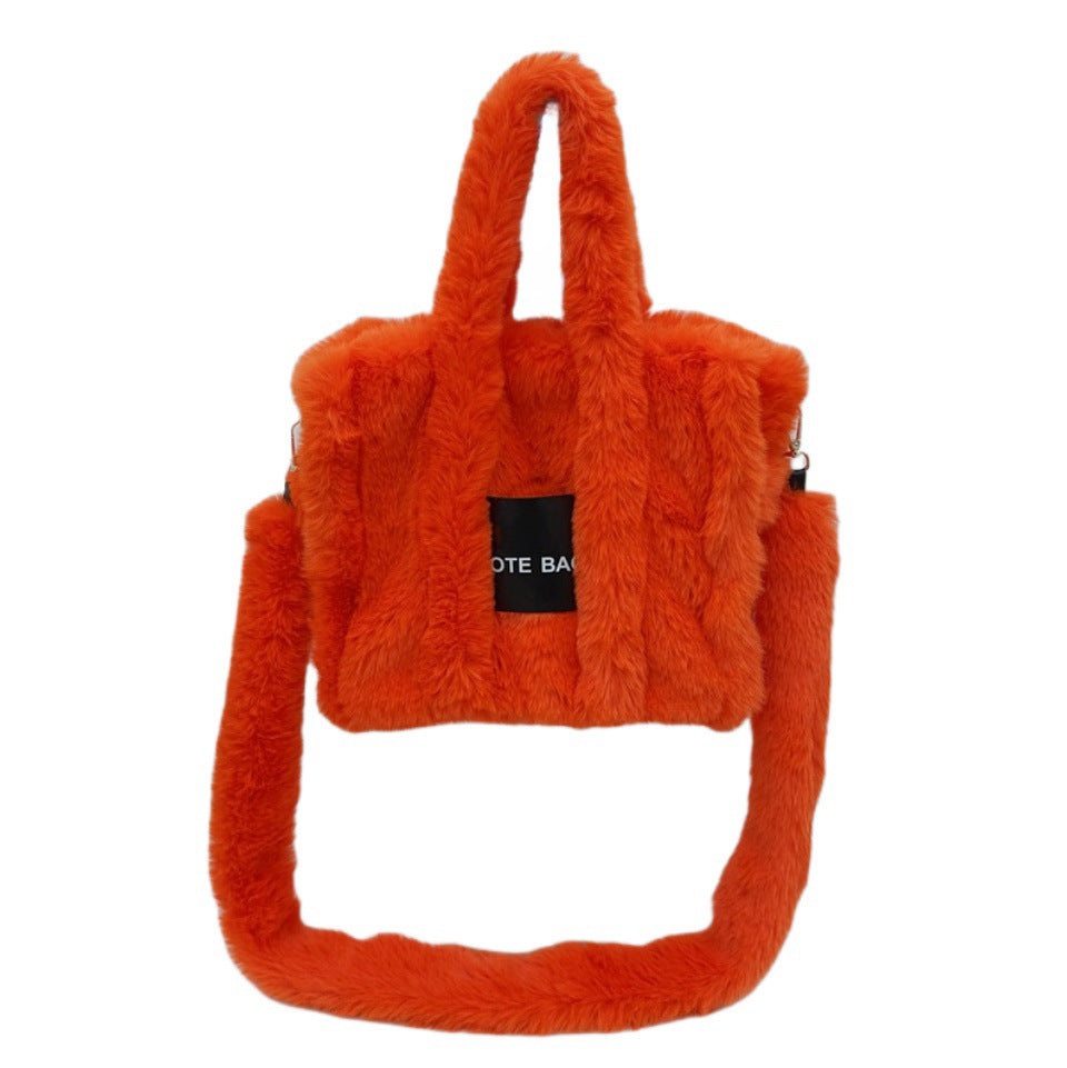 Women's Faux Rabbit Fur Portable Large-capacity Crossbody Bag