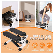 Step Machines, With Adjustable Resistance Bands Home Exercise Fitness Mountaineering Multi-Function Stair Stepper,Professional Cardio Training Stair Stepper