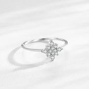 S925 Sterling Silver Simple Personalized Snowflake Female Elegant Sweet Fine Ring