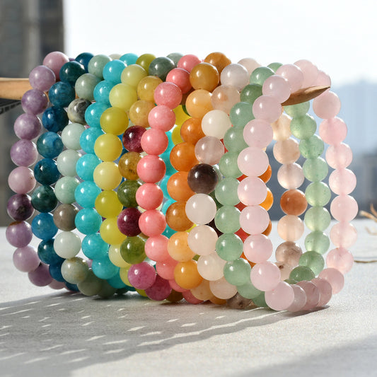 New Chinese Bracelet 8mm Round Beads Natural Stone Bracelet Agate Beads Crystal Tourmaline