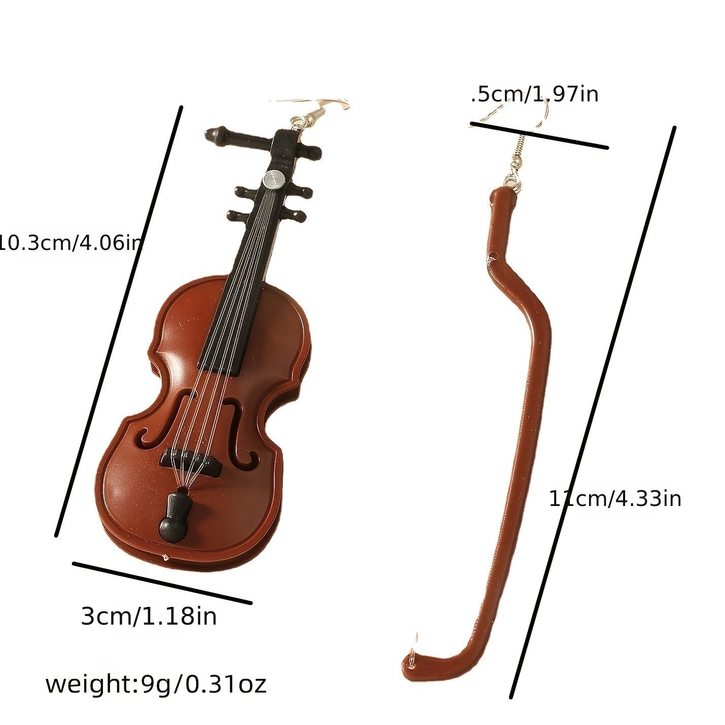 Asymmetric Wood Grain Violin Asymmetric Earrings