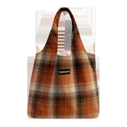 Retro British Checked Canvas Tasche Damen