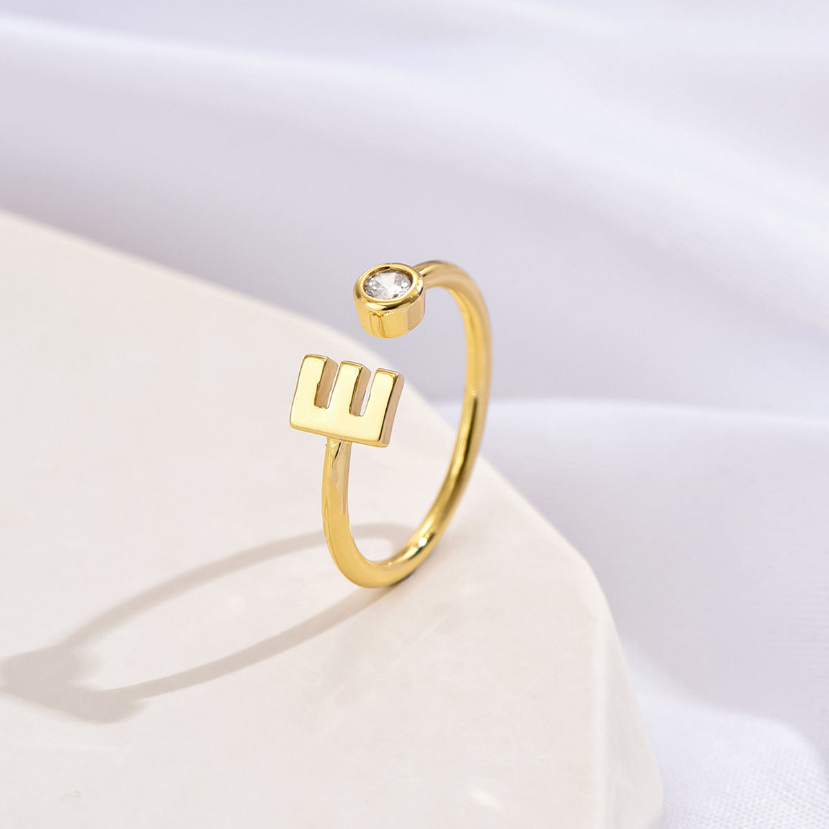 Simple Fashion Letter Zircon Ring