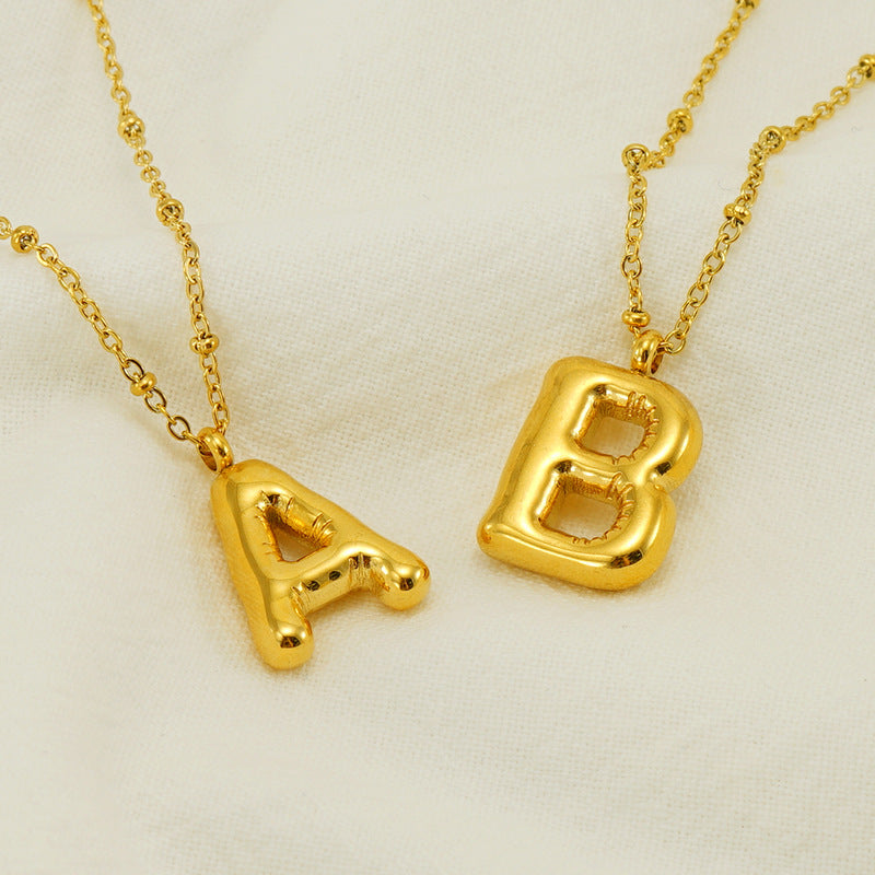 Women's Fashion Bubble Letter Pendant Short Necklace