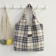 Retro British Checked Canvas Tasche Damen