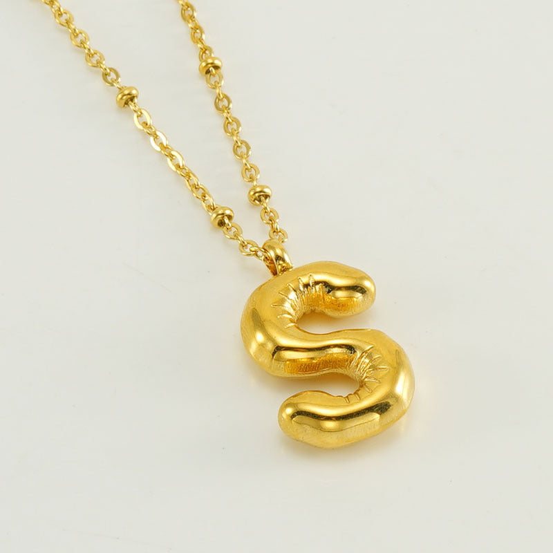 Women's Fashion Bubble Letter Pendant Short Necklace