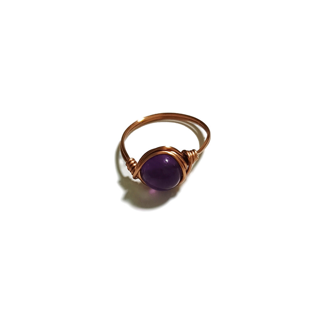 Fashion Simple And Natural Agate Amethyst Ring