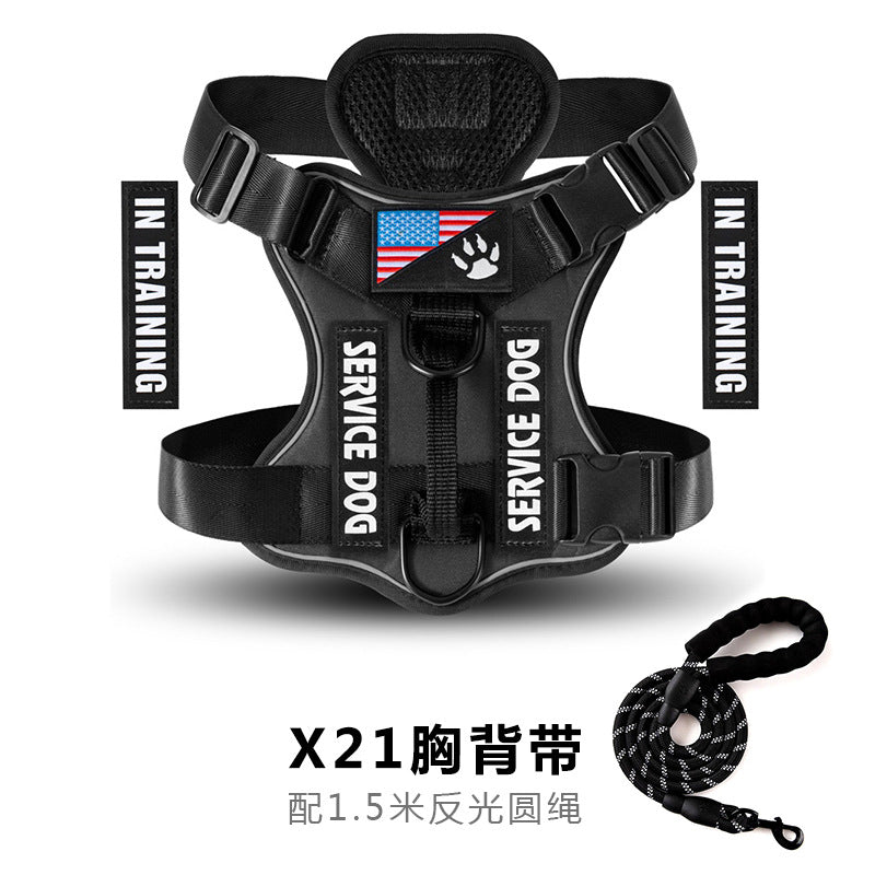 Shock absorber night vision reflect pet tactical chest strap