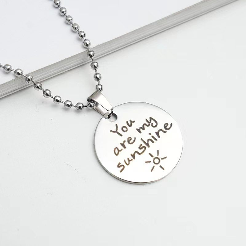 Stainless Steel Round Lettering Christmas Festival Gift Necklace