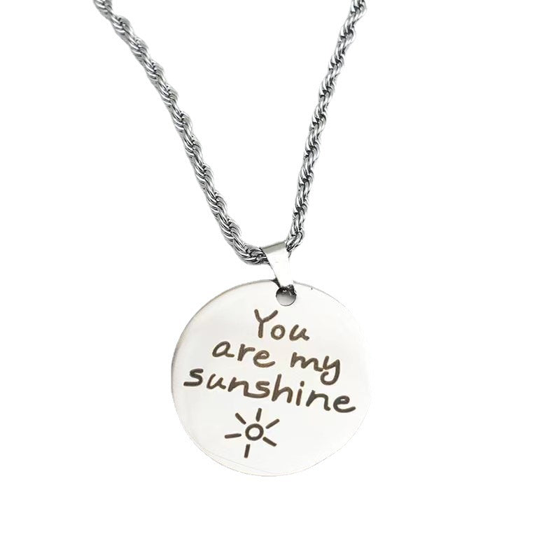 Stainless Steel Round Lettering Christmas Festival Gift Necklace