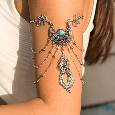 Böhmischer Metallkette Ornament Arm Retro Dreamcatcher verlässt Quaste Armband