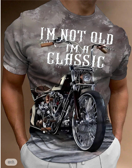 T-Shirt mit Rundhalsausschnitt und kurzen Ärmeln im Retro-Biker-Stil