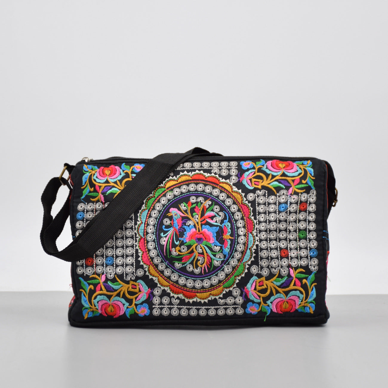 Female antique double-sided embroidery one-shoulder crossbody bag