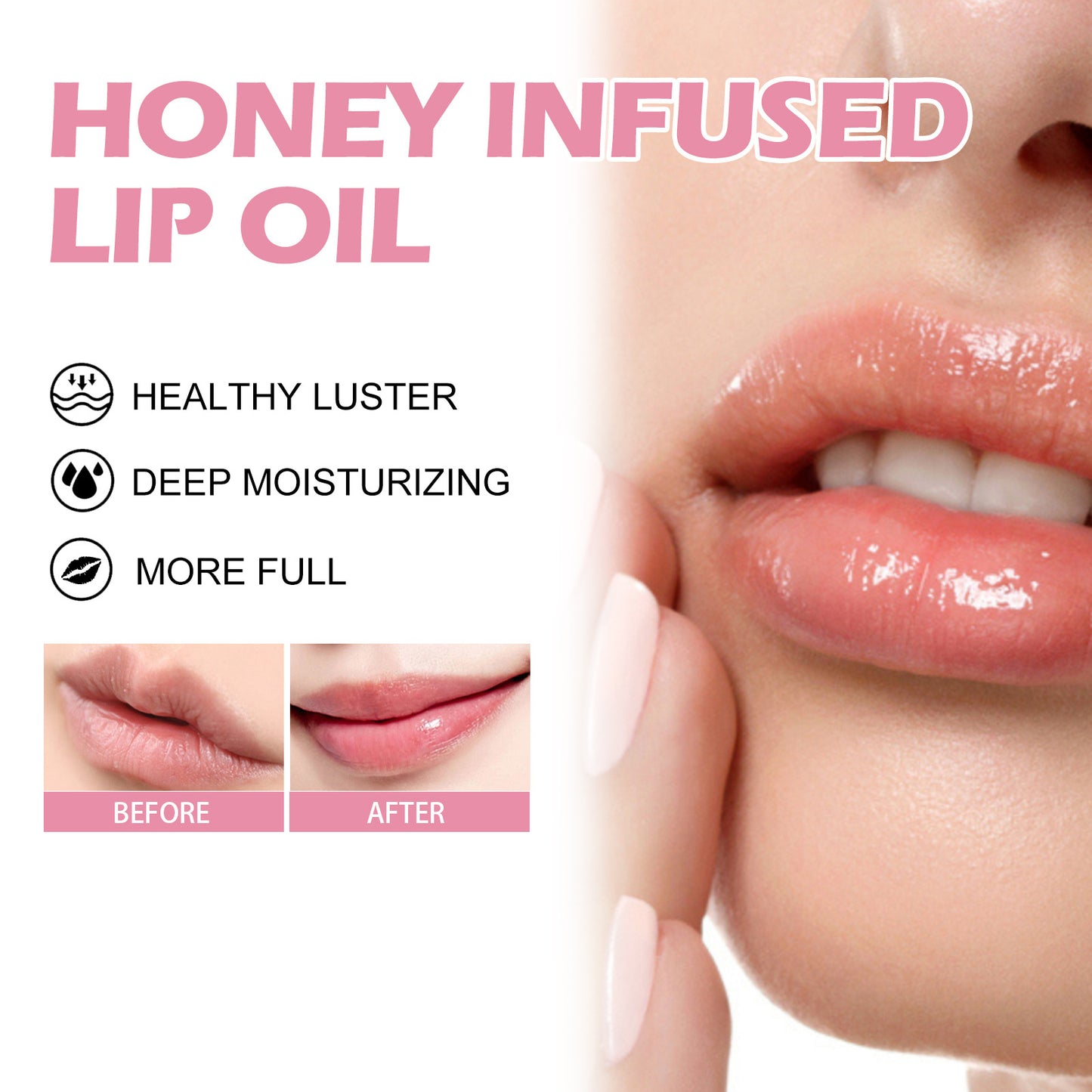 Moisturizing lip oil with honey fades lip wrinkles