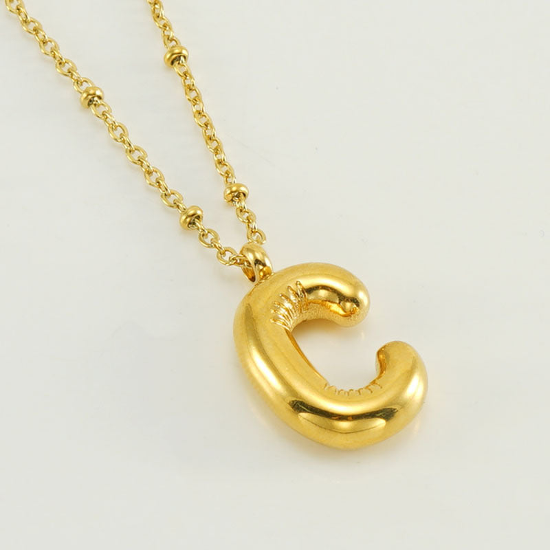 Women's Fashion Bubble Letter Pendant Short Necklace