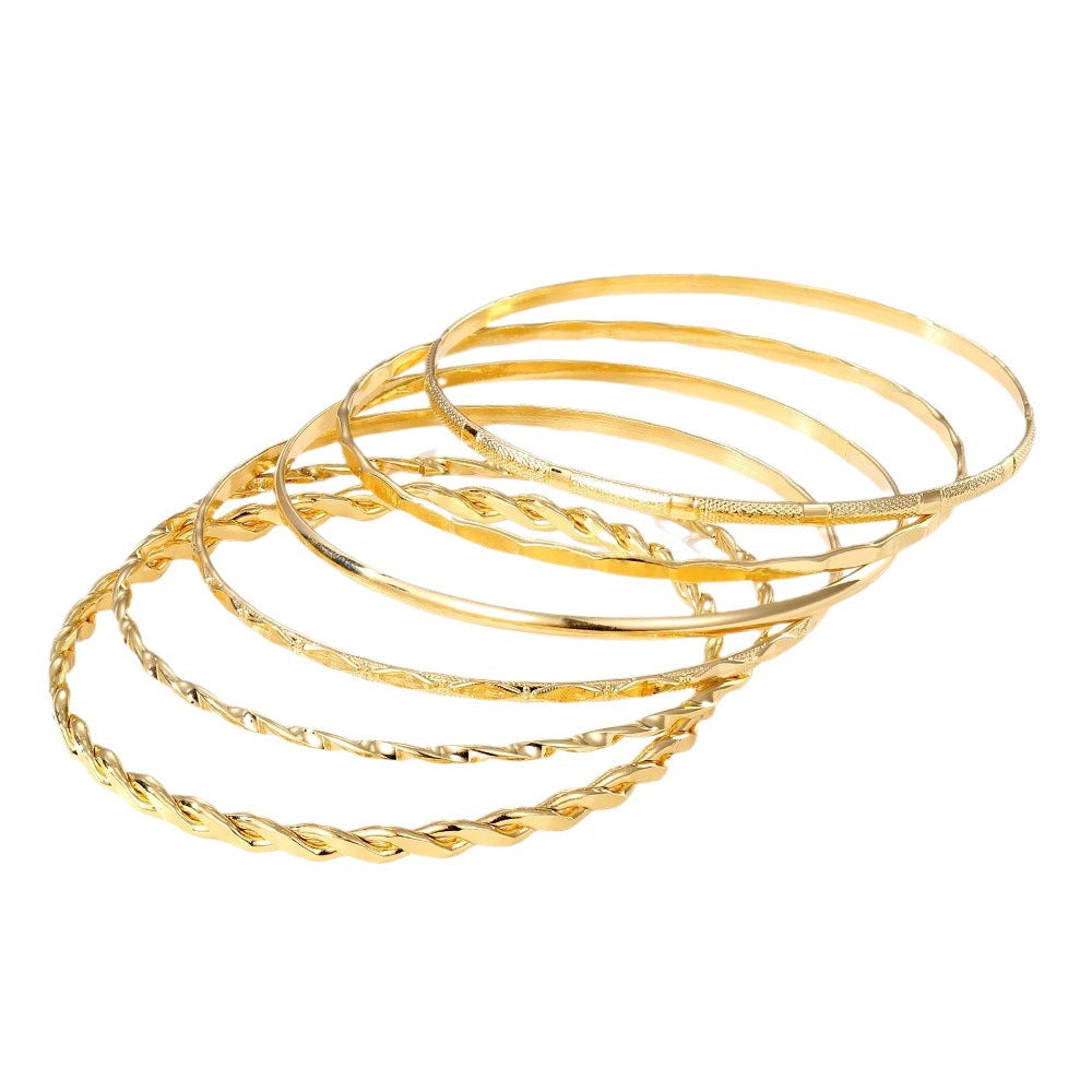 Böhmisches Metall Ketten armband Set für Frauen Geometrische Goldfarbe Dicke Glieder kette Offener Armreif Weiblicher Modeschmuck