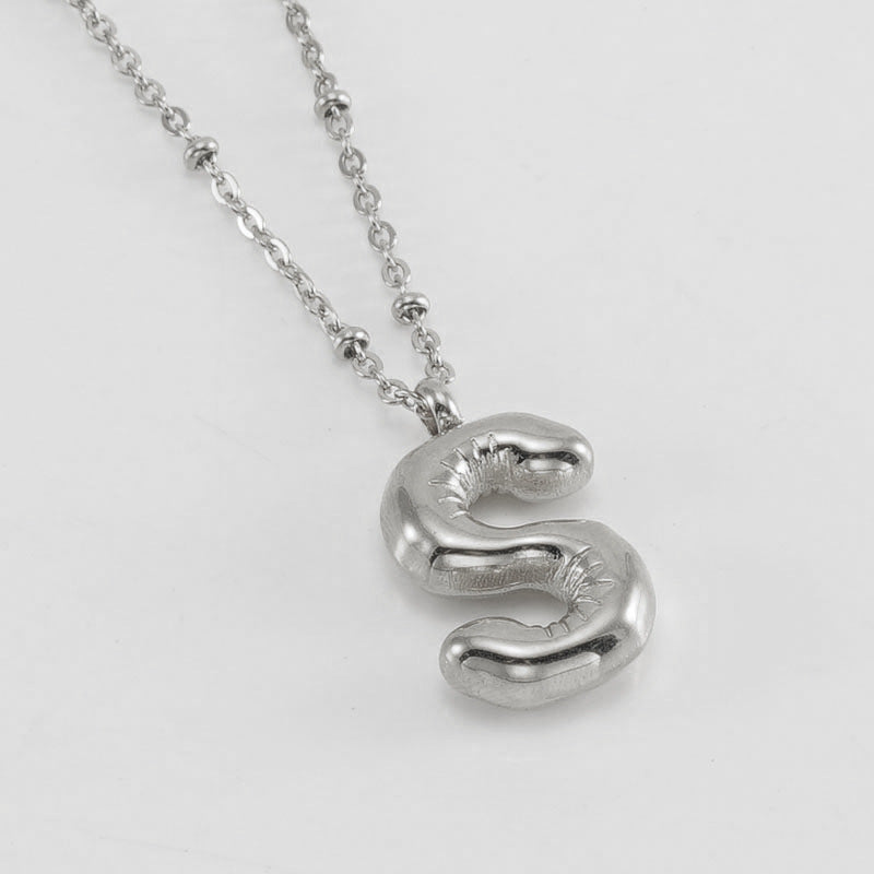 Women's Fashion Bubble Letter Pendant Short Necklace