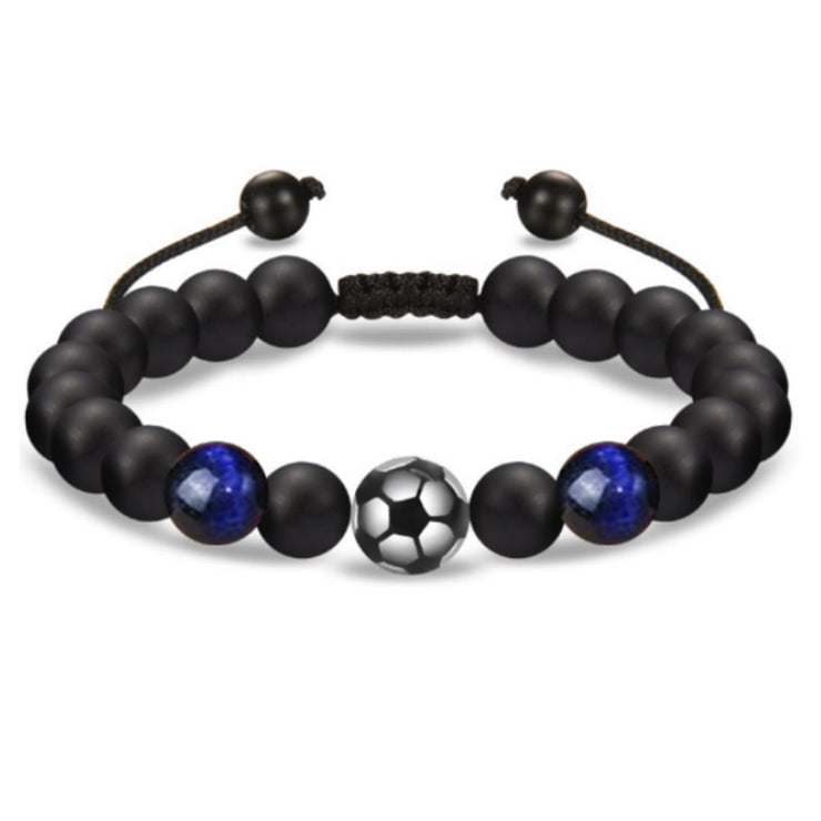 Geflochtenes Fußball-Perlenarmband für Herren