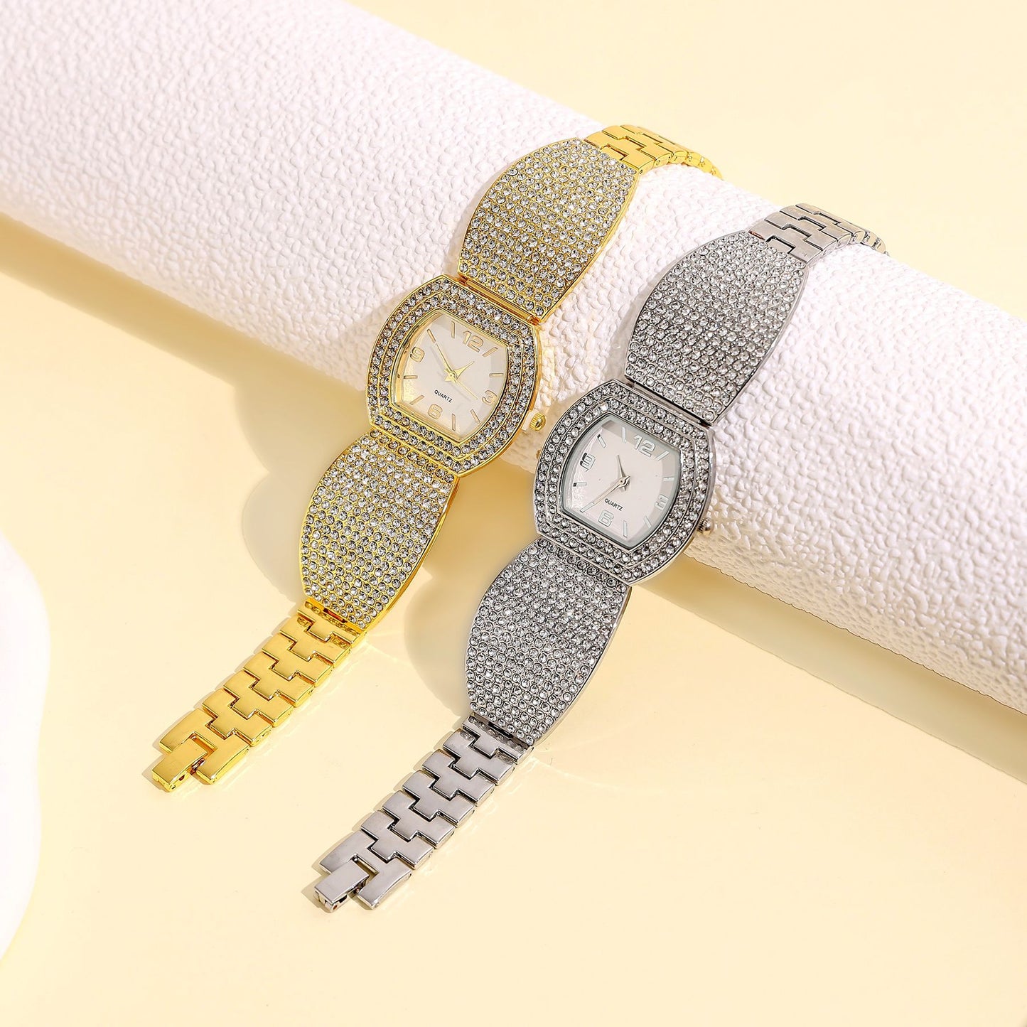 Fashion Steel Belt Quartz Watch Full Diamond Ladies