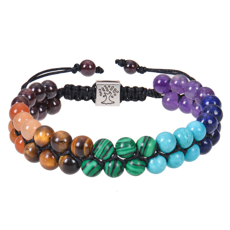 6mm colorful natural stone double layer bracelet