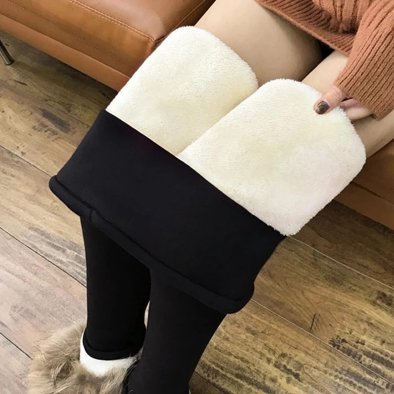 Women's Winter Outerwear Lambswool Cotton Slim Fitted Waist High Waist Warm-keeping Pants