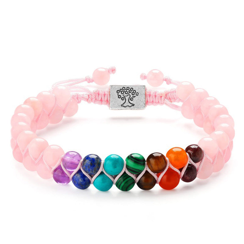 6mm colorful natural stone double layer bracelet