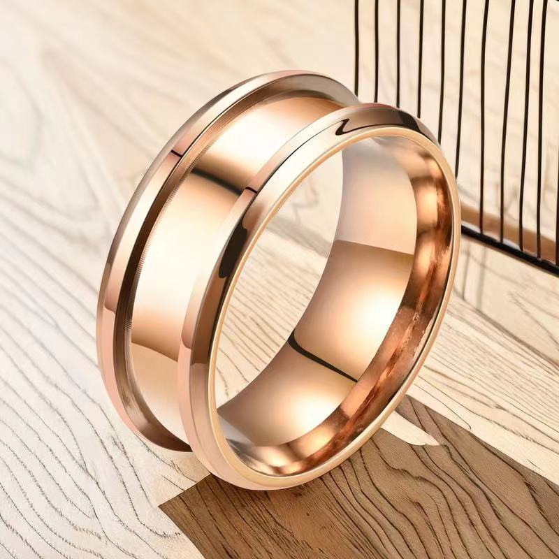 Double Bevel Grooved Billet Stainless Steel Ring