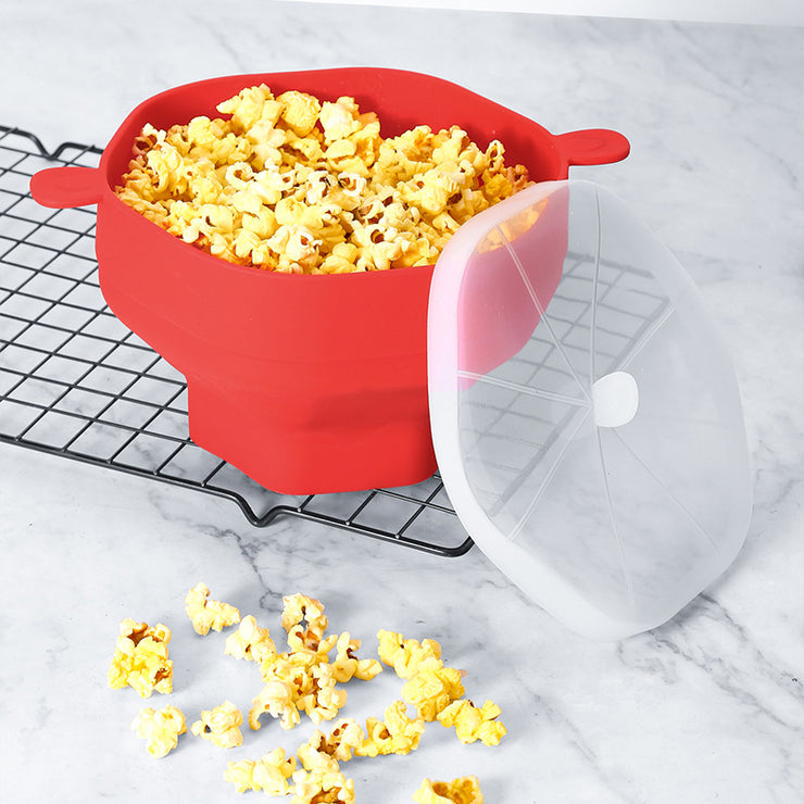 Popcorn-Eimer aus Silikon, hochtemperaturbeständig, mit Deckel