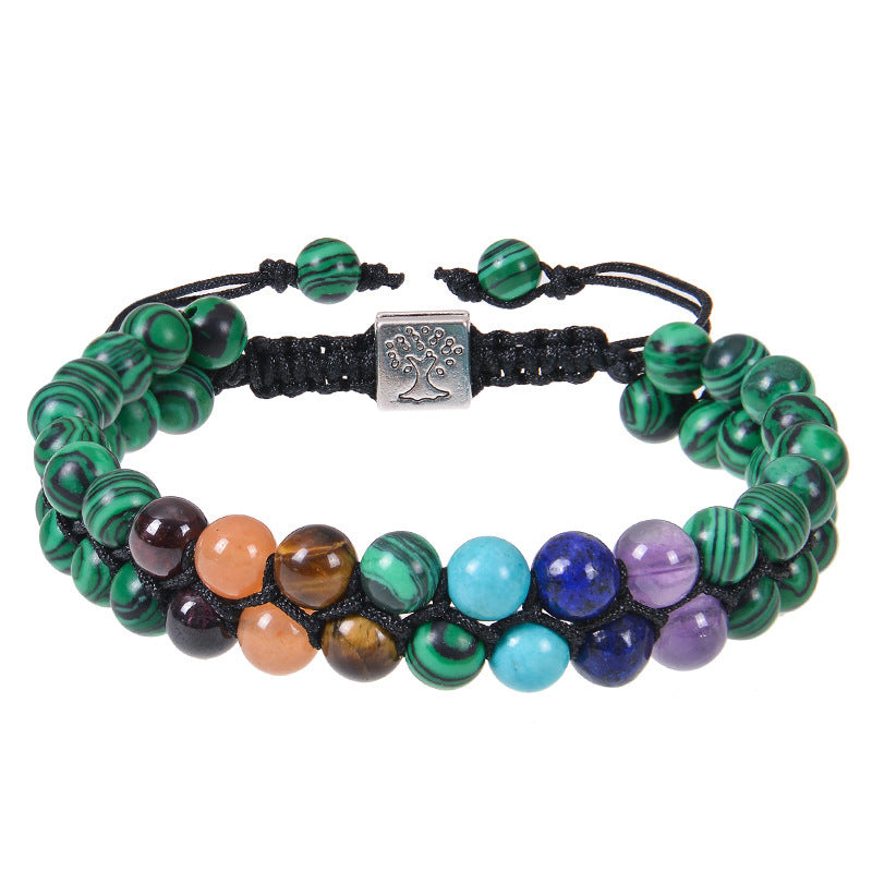 6mm colorful natural stone double layer bracelet