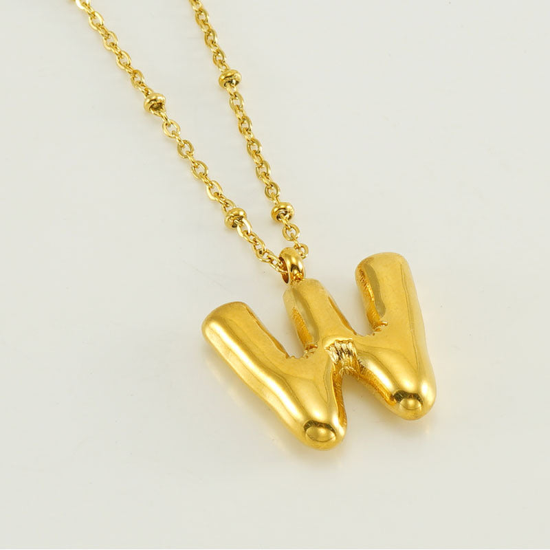 Women's Fashion Bubble Letter Pendant Short Necklace