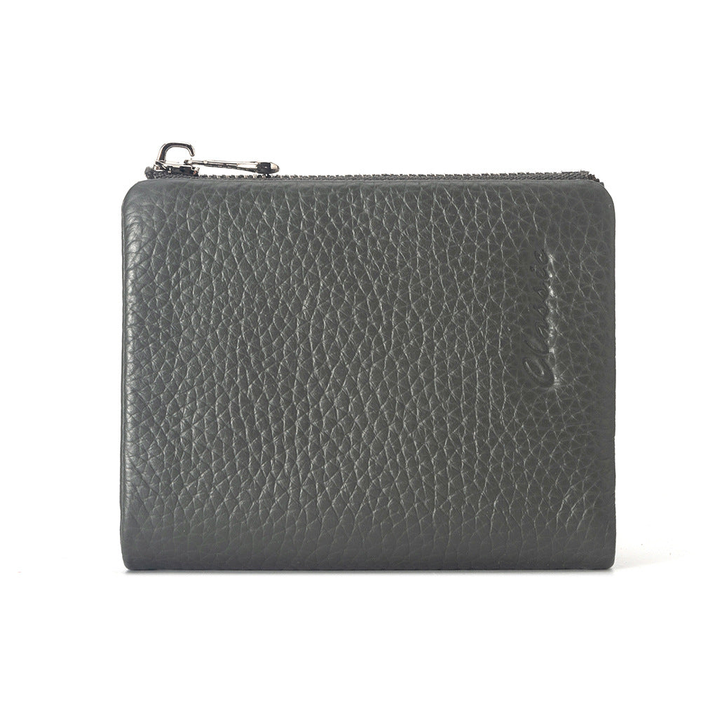 Leather Wallet Lychee Pattern Women's Short