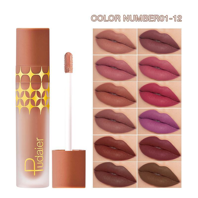 Matt schimmernde, matte Oberfläche, Antihaft-Cup-Lippenlack, 24 Farben