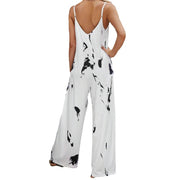 Langer Jumpsuit mit Rundhalsausschnitt und Print