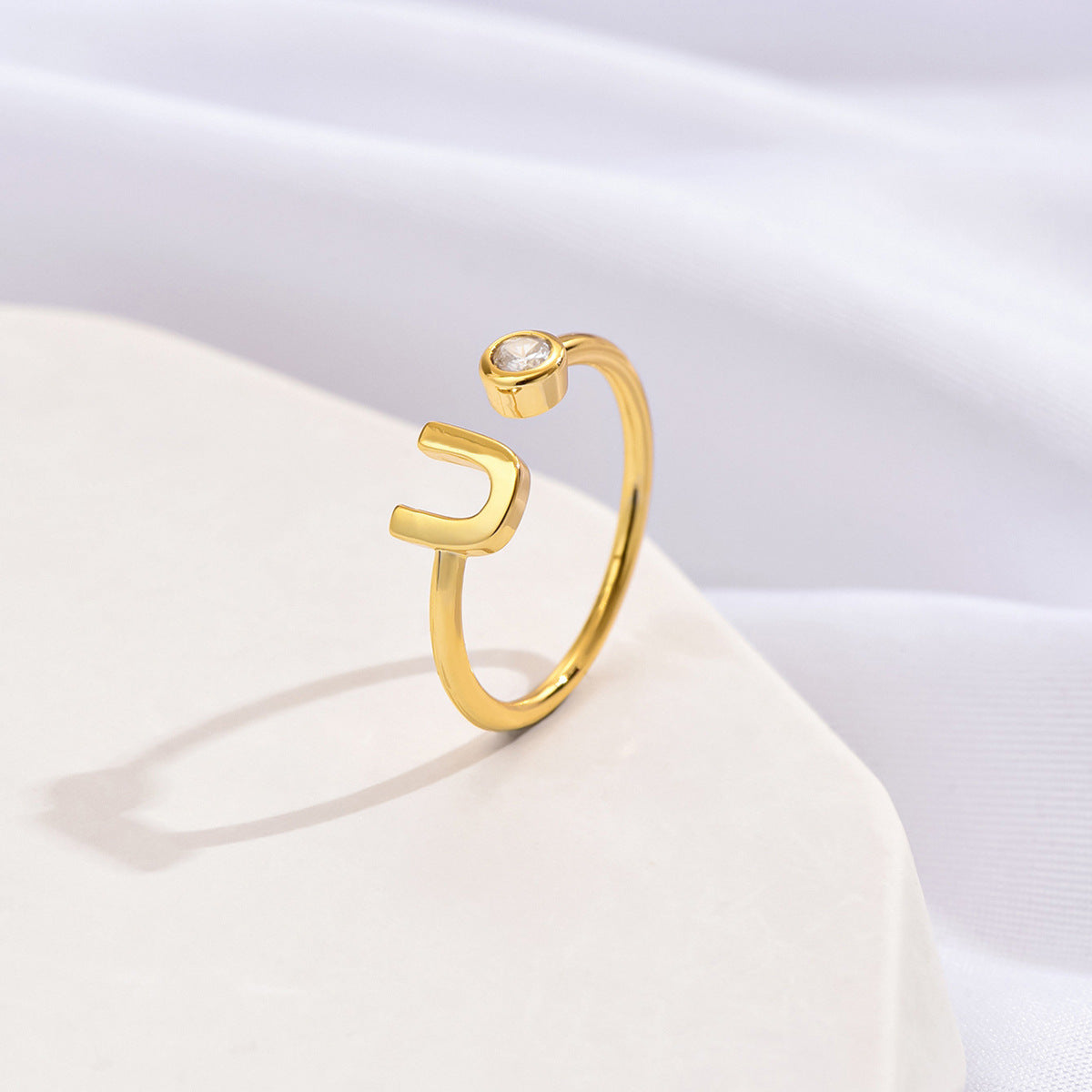 Simple Fashion Letter Zircon Ring