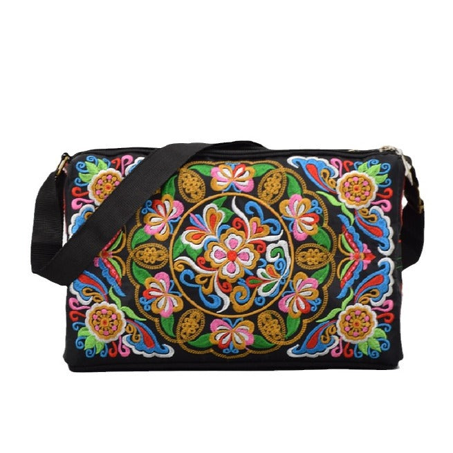 Female antique double-sided embroidery one-shoulder crossbody bag