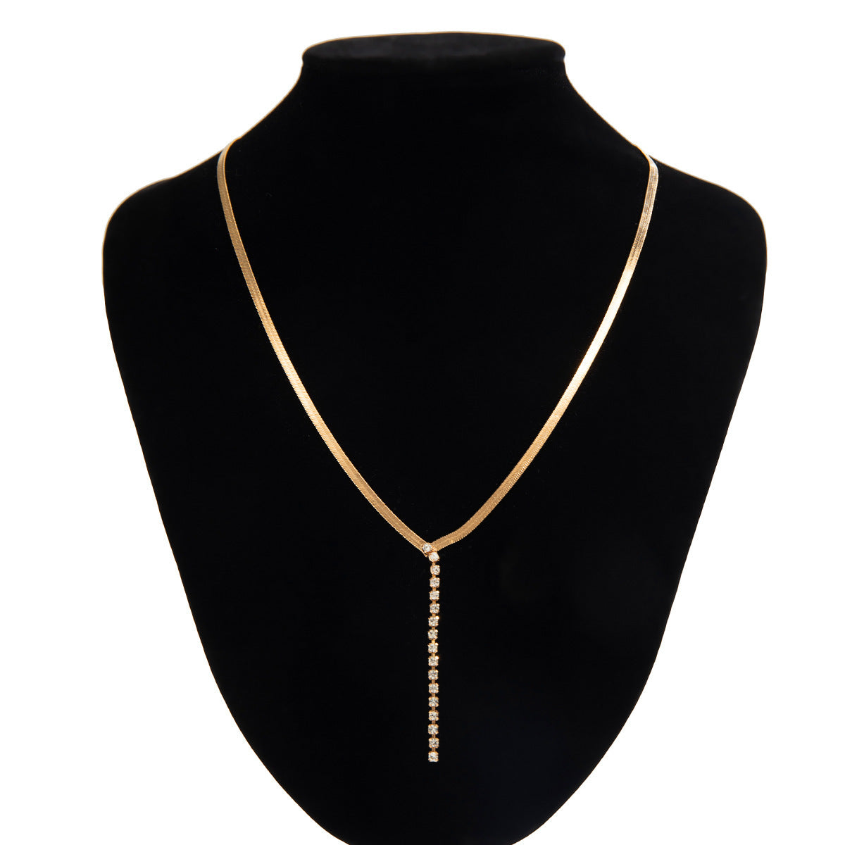 Snake Bone Chain Y-shaped Tassel Diamond Women's Necklace