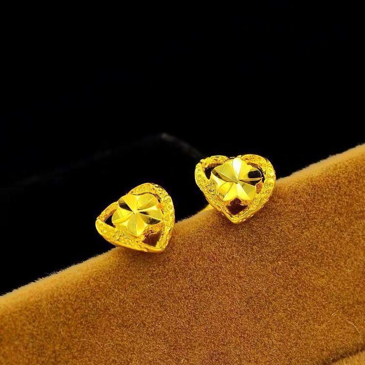 Brass Gold-plated Roses Petal Stud Earrings